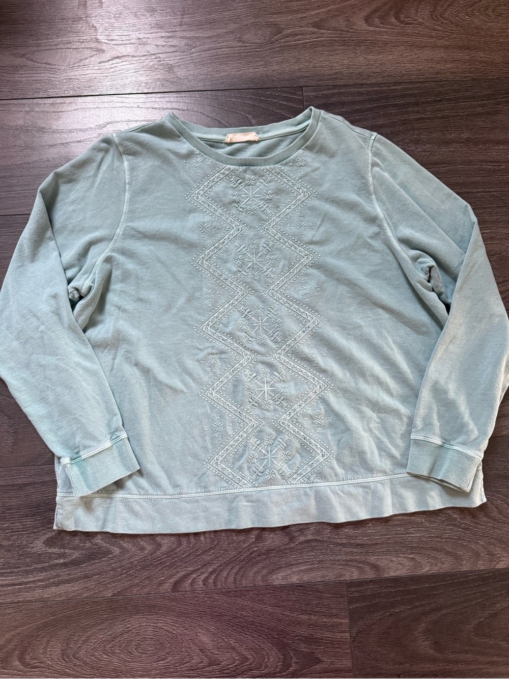 WoolOvers light teal Embroidered Crewneck Sweater